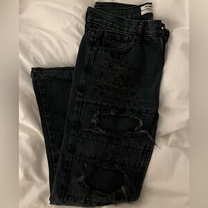 One Teaspoon Boyfriend Jeans, Distressed, Black, Size 25